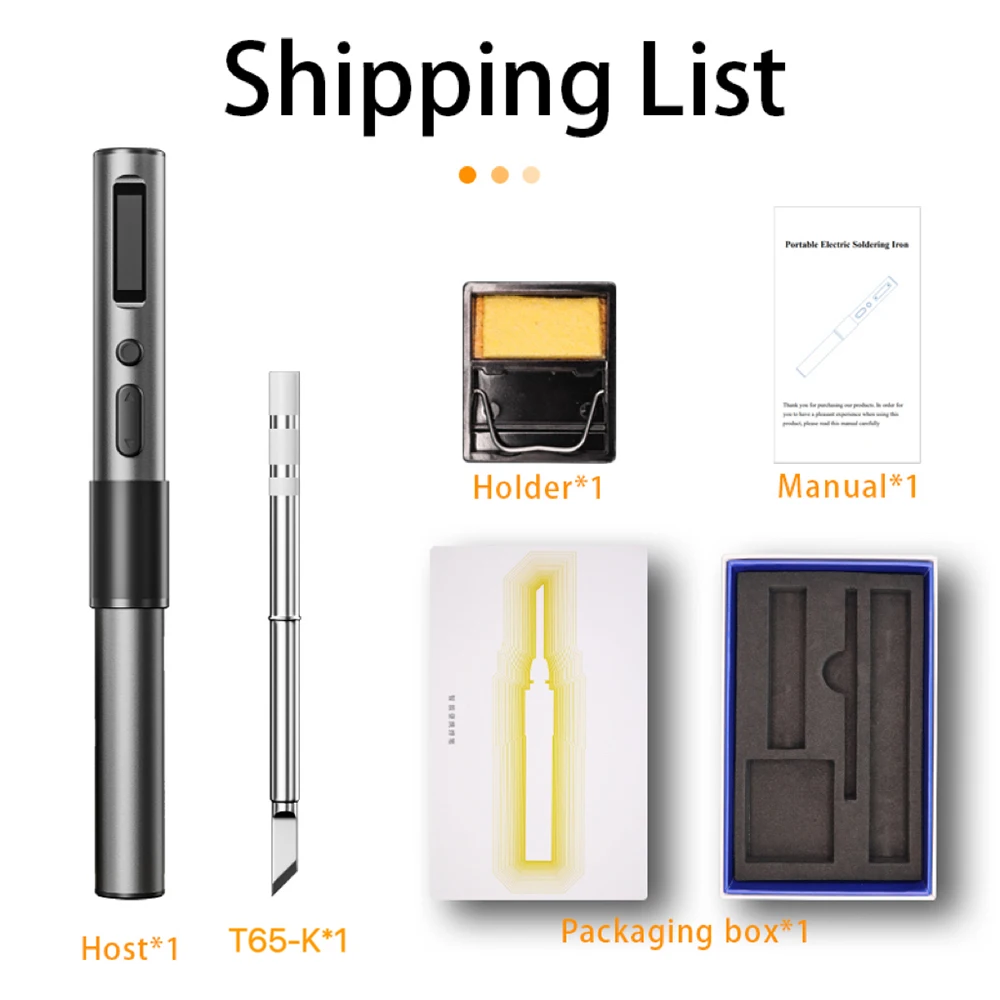 MINI65 Smart PD 65W Electric Soldering Iron Tool Adjustable Temperature Metal Shell Compatible with T65/SH72/GD300/HS-01