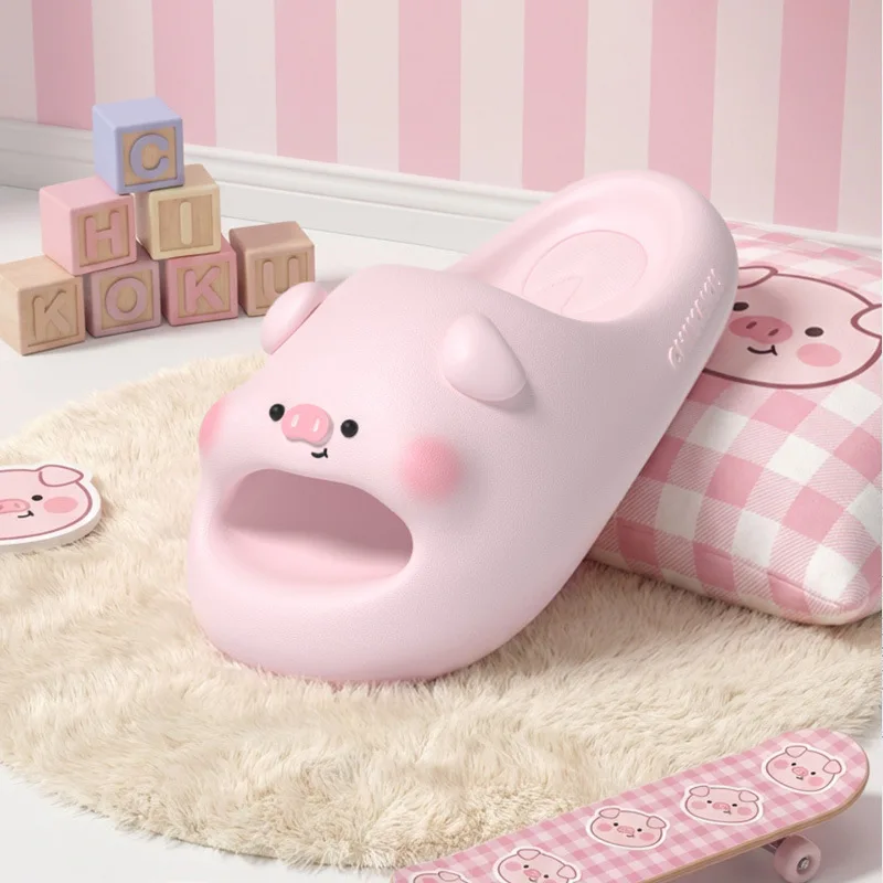 Süße rosa Schweinchen-Slipper für Damen und Herren, lustige Cartoon-EVA-Slipper mit dicker Sohle, rutschfest, für Zuhause, Badezimmer, Sommer, Innenbereich, Strand, Outdoor-Sandalen
