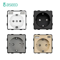 BSEED EU standard Socket DIY Parts White Plastic Materials For USB EU Wall Socket Insert Function Key Type-C Charge Port Part