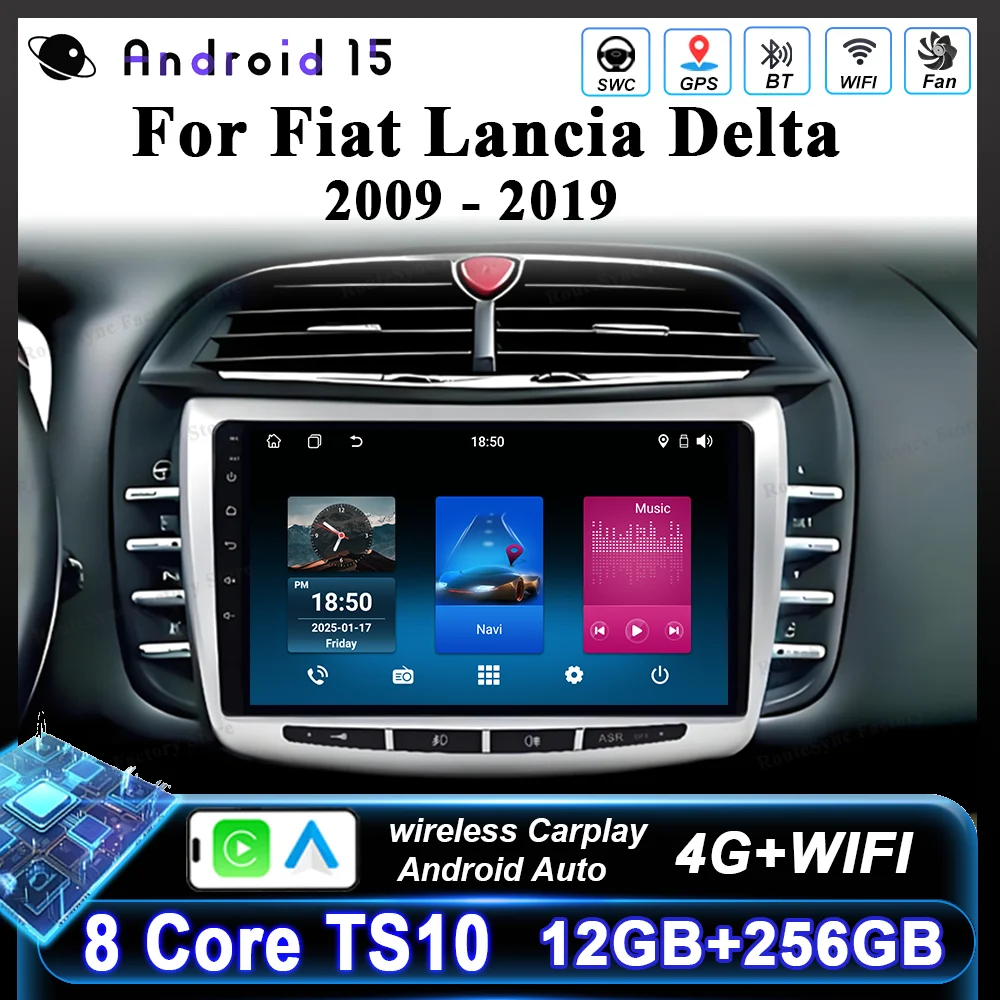 

Android 15 Carplay для Fiat Lancia Delta 2009-2019, GPS-навигация, высокопроизводительный процессор, Android Auto, Bluetooth, сенсорный экран, Wi-Fi