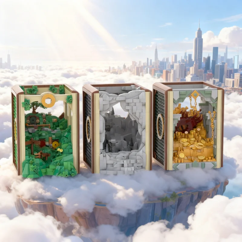4143pcs MOC Book Nook Bilbo Fantasy Medieval Adventure Model Building Blocks DIY Art Set Mega Mini Large Iconic Skill Toy Gift
