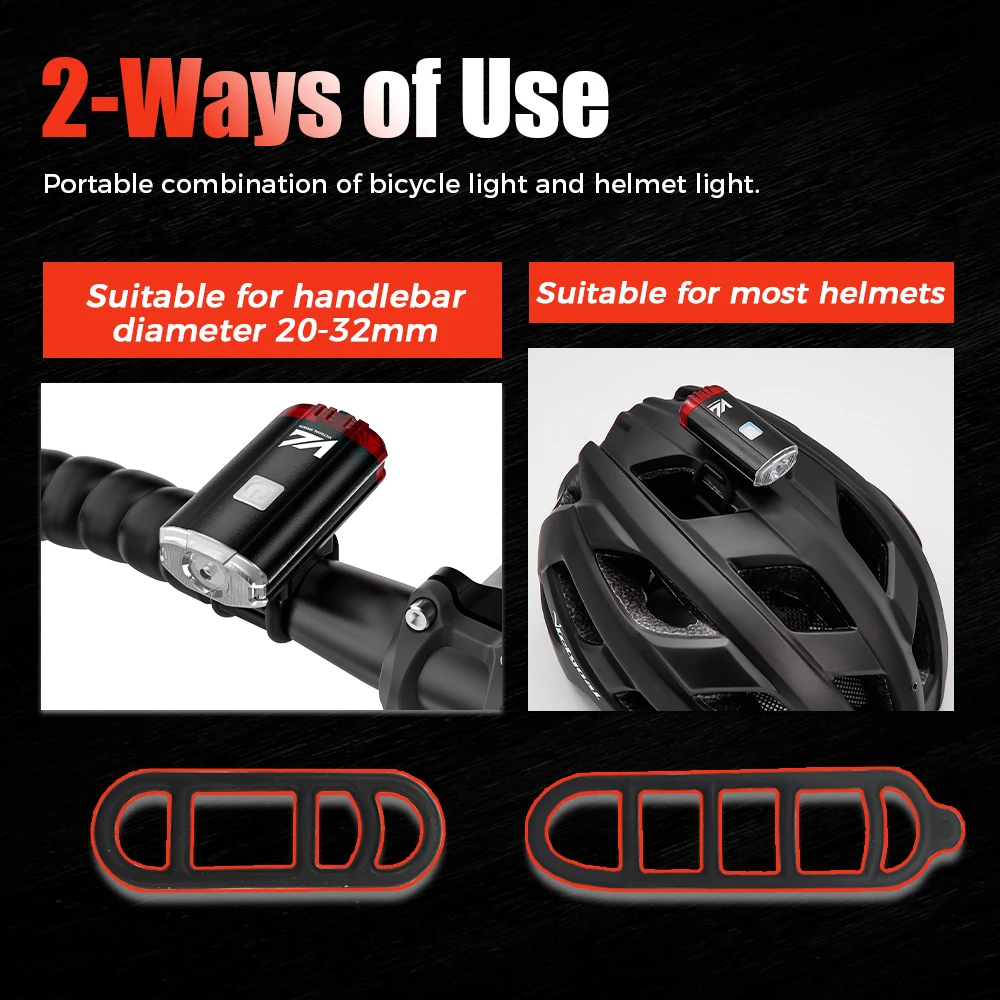 VICTGOAL Bike Light For Helmet & Handlerbar Waterproof MTB Cycling Front Rear Flashlight for Bicycle Light USB Rechargeable Lamp