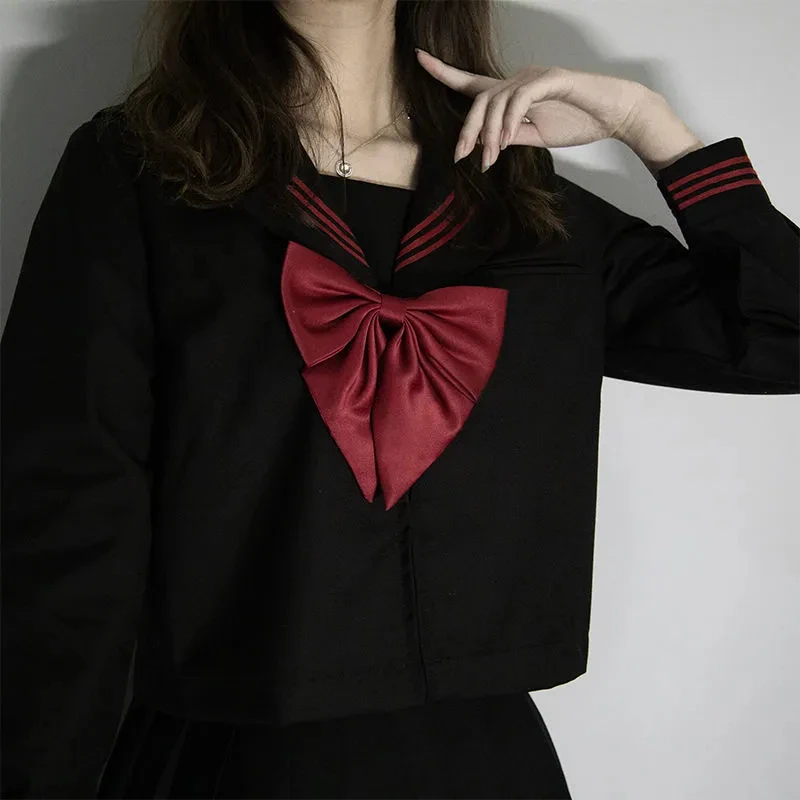 Uniformes escolares japoneses para meninas, manga curta e longa, preto e branco, conjuntos de marinheiro, saia plissada, traje COS, uniforme JK, verão