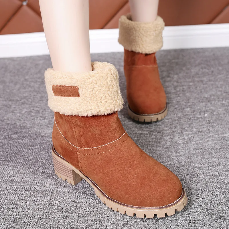 Women Ankle Boot Warm Plush Winter Shoes For Woman Wedges Boots High Heels Ladies Boot Women Leather Snow Boots Winter Shoes image 4