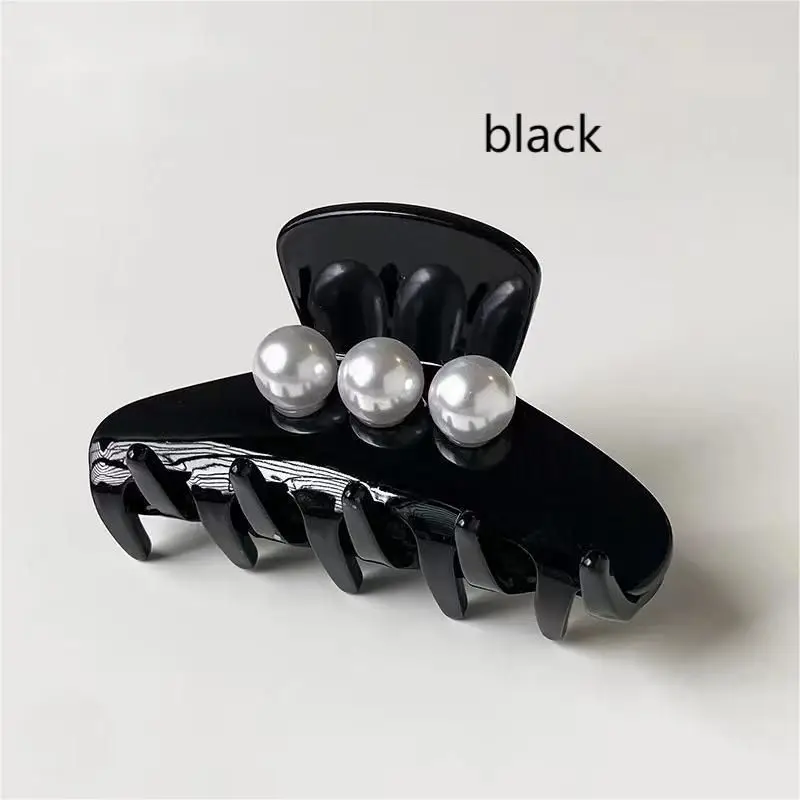 French Classic Elegant Big Corn Grab Clip Pan Hair Horse Tail Clip Exquisite Hair Accessories Big Pearl Vintage Grab Clip