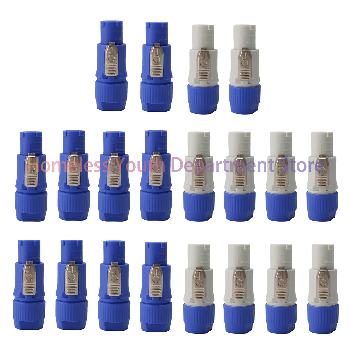 ABQR 20PCS NAC3FCA NAC3FCB Speakon Plug 3 Pin Male Powercon Connector 20A 250V AC Power Plug Connector Blue and Grey White