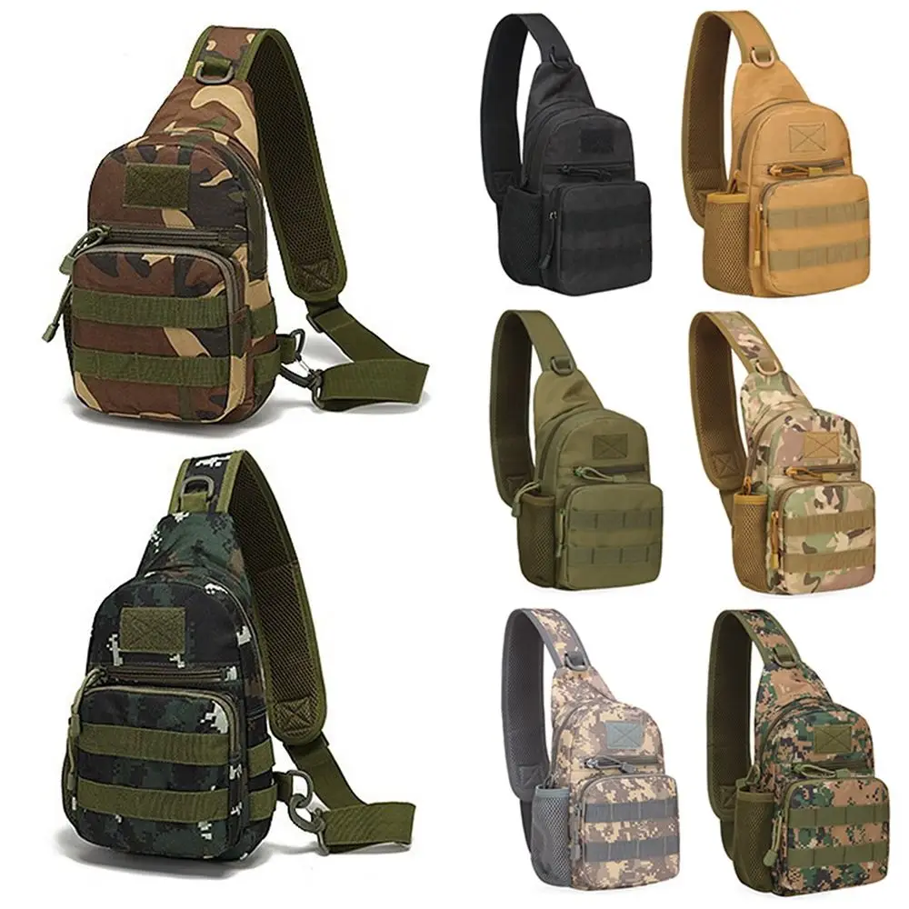 Small Chest Sling Bag Water Resistant Portable Shoulder Backpack with Water Bottle Holder Oxford Men's Crossbody Bag Trekking