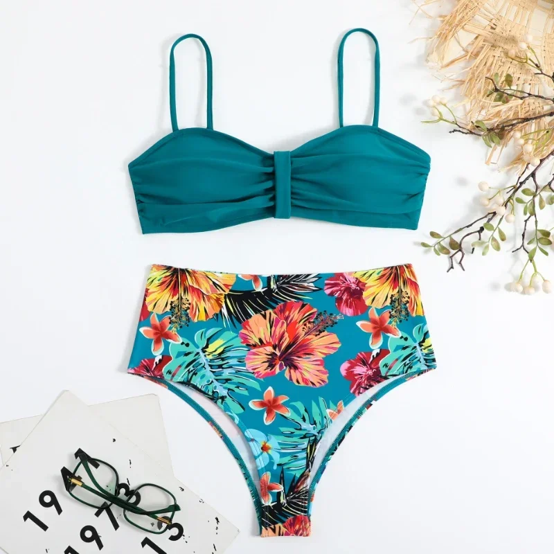 2024 New Bikinis Lemon Print Swimsuit High Waist Bikini Sets Flower Print Swimwear Sexy Bikinis Beach Women Bathing Suit