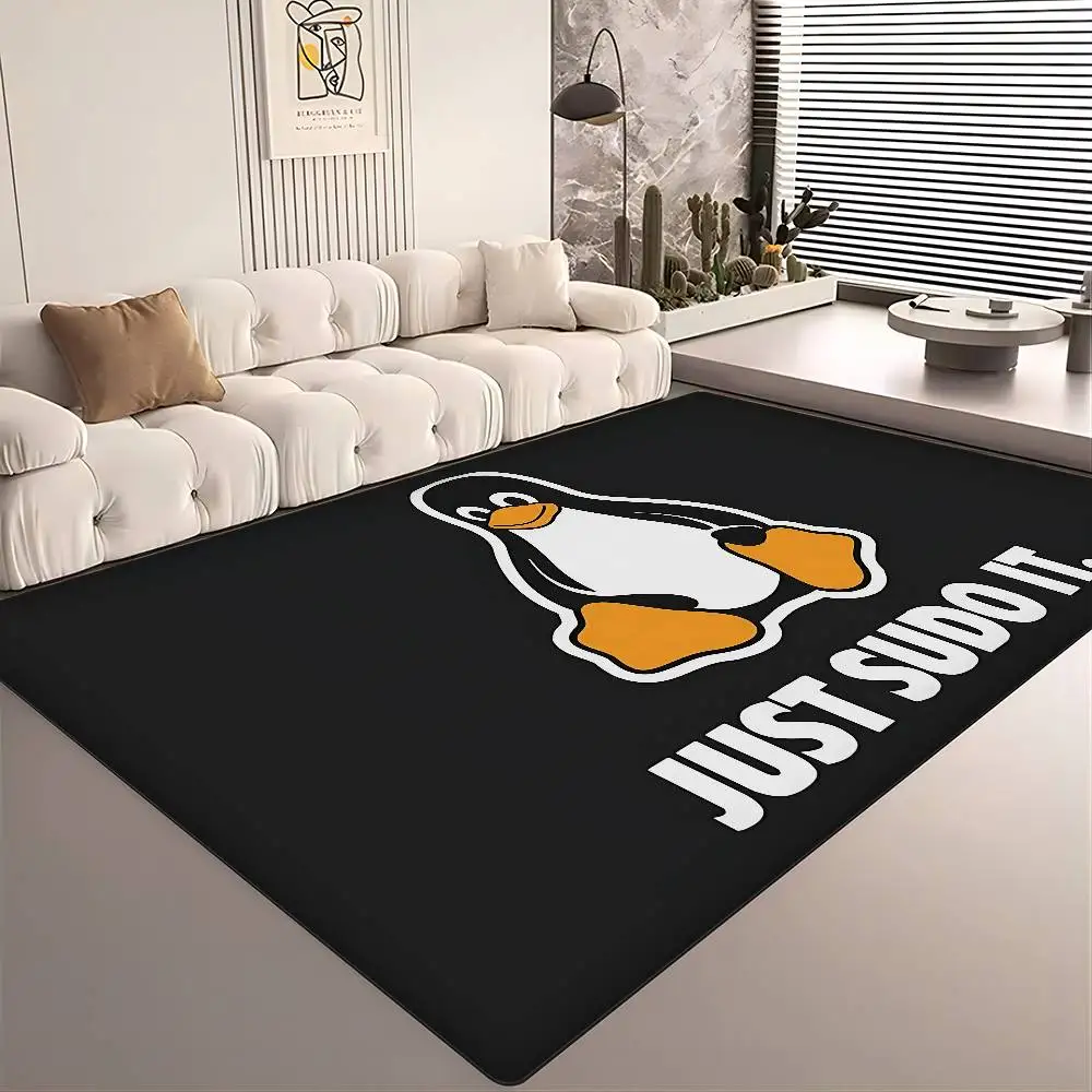 Linux Operating System Tux Penguin Bathroom Mat Anti-slip Absorb Water Long Strip Cushion Bedroon Mat Welcome Doormat
