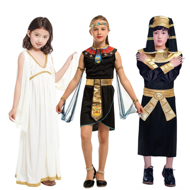 Kids Boy Girl Ancient Egypt Pharaoh Cleopatra Costumes Cosplay Costume Princess Prince Family