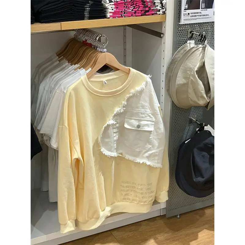 

Extra Large 300 Pou American High Street Patchwork Hoodie Men's Spring Autumn New Trendy Brand Haome round Ne Top