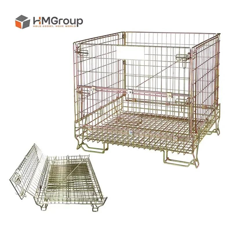 Galvanized Foldable Collapsible Storage Welded Metal Wire Container for Wine Bottles