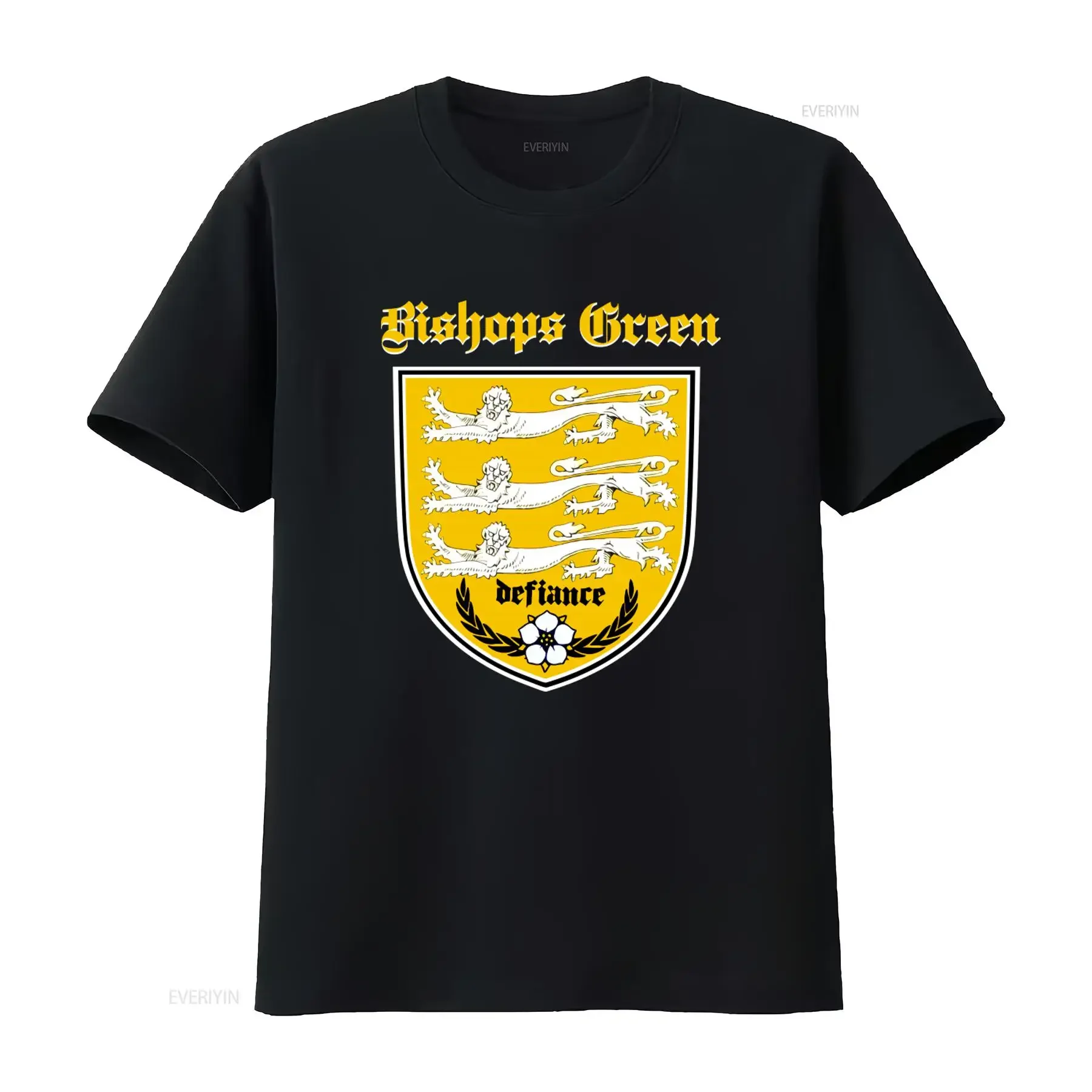 Bishops Green Defiance Three Lions Crest Print T Shirt for Fashion Casual vintage Washed graphic Breathable Comfortable