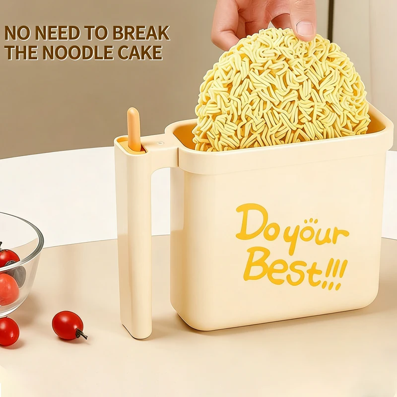 Food Grade Instant Noodle Bowl No-Wash Direct Soak Square Ramen Cooker with Fork Microwave Safe Lazy Noodle Container for Dorm