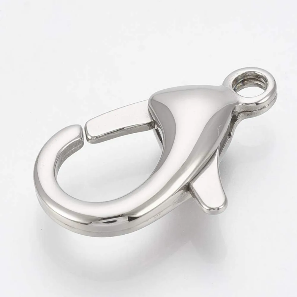 2pcs Stainless Steel Lobster Claw Clasps Teardrop Shape Hooks Silver Tone End Connector Clasp for DIY Jewelry Making 25x16x6mm