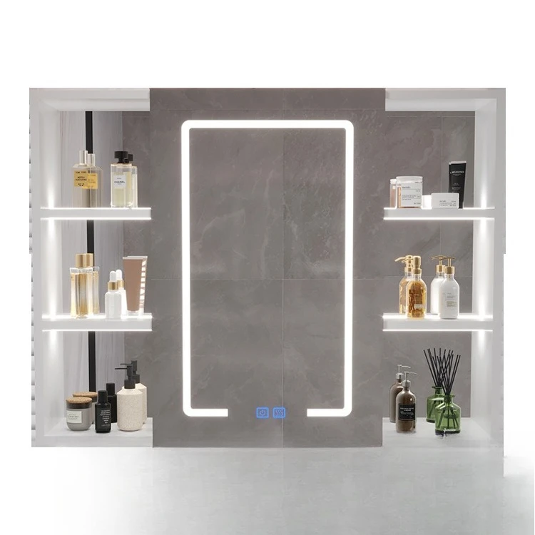 

Aluminum alloy mirror cabinet Space aluminum smart mirror cabinet Bathroom luminous laminate light Moisture-proo