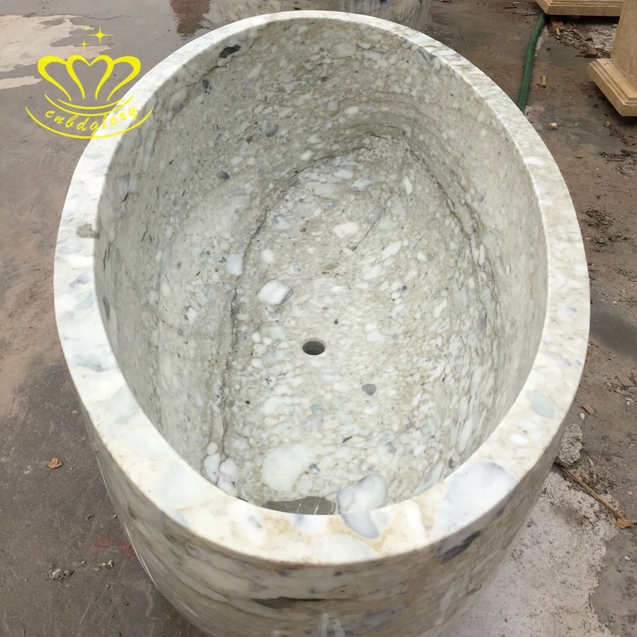 High Quality Marble Oval Bathtub Luxury Free-Standing for Bathroom Hotel Kitchen Villa Park Drainer Artificial Stone