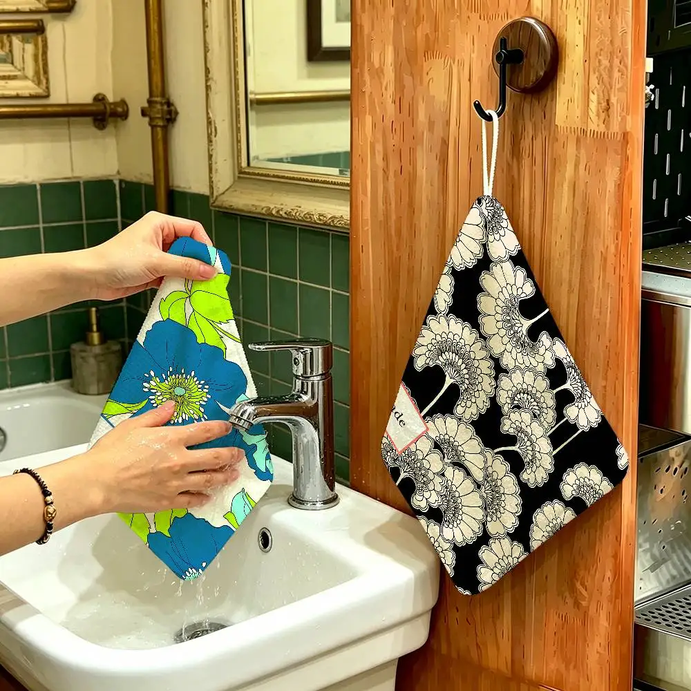 K-Kate S-Spade Multi-scene Polyester Cotton Towel, Hanging Hand Wiping Cloth For Kitchen Bathroom Hotel
