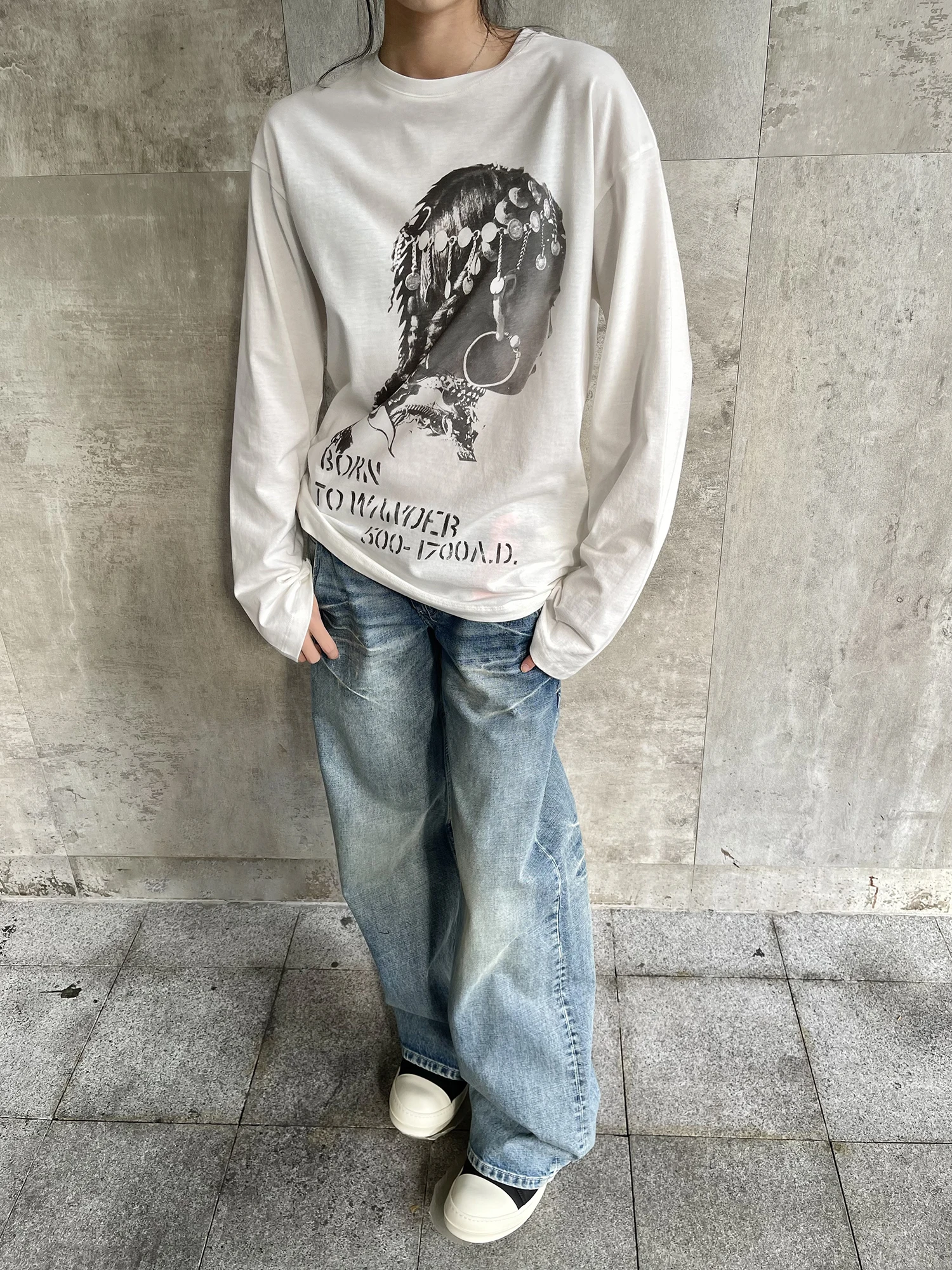 

Женская тонкая футболка LIEGEE Borntowander с длинным рукавом в стиле бохо, повседневная, свободного кроя, из чистого хлопка, осенняя модная женская футболка