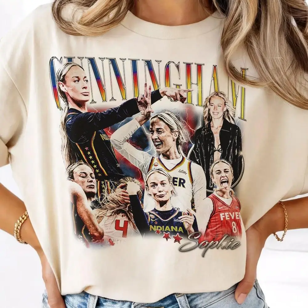 Sophie Cunningham Indiana Fever Retro Bootleg Portrait T-shirt Vintage Oversized Basketball Fan Tee