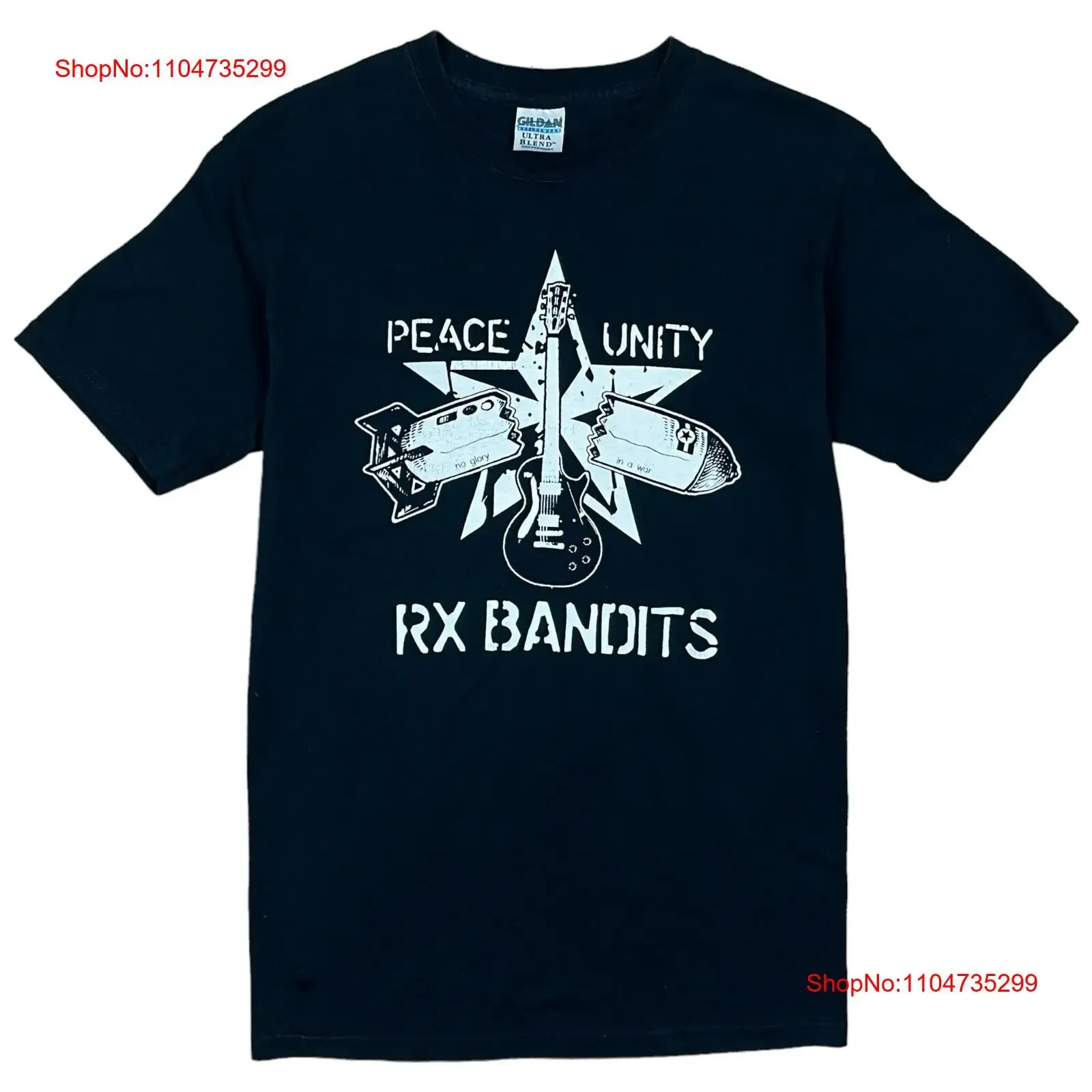 RX BANDITS Band t-shirt Vintage noir paix unité Punk Ska petit vintage lavé confortable homme haut pour un usage quotidien