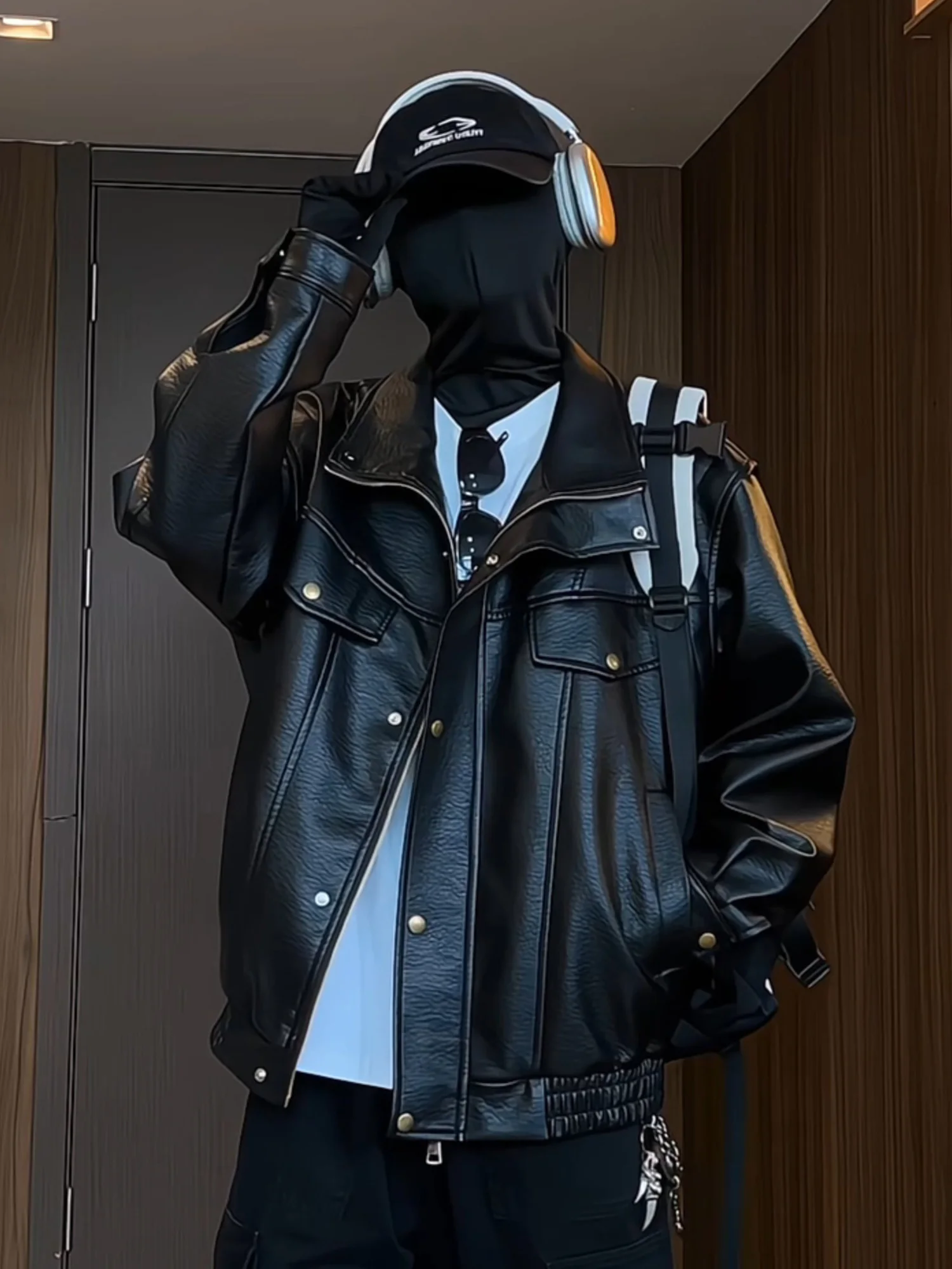 

Cleanfit Bla Leather Jaet Men's Autumn American Retro Faion Motorcycle Clothes ort ape Workwear Jaet