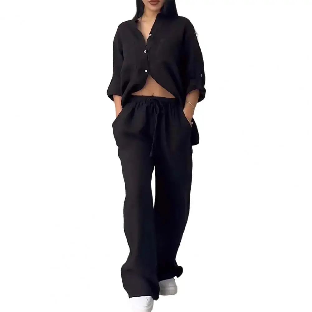 2024 Summer New Trend Cotton and Linen Shirt Suit High Waist Loose Trousers Elegant Women Sets Two Piece Set for Women