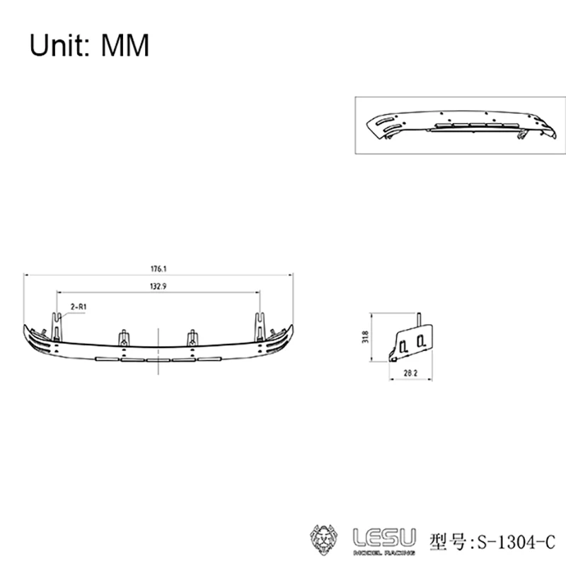 LESU Metal Cabin Sun Visor 3V For 1/14 Tamiyay Tgx RC Tractor Truck DIY Model Outdoor Toys TH19249