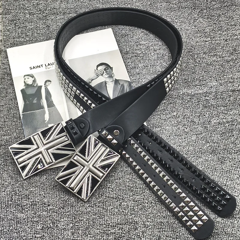 Belt 2000s Luxury Punk Belt for Women & Men – Y2K Style, Studded Design, Crystal Logo Buckle, High-Quality Fashion