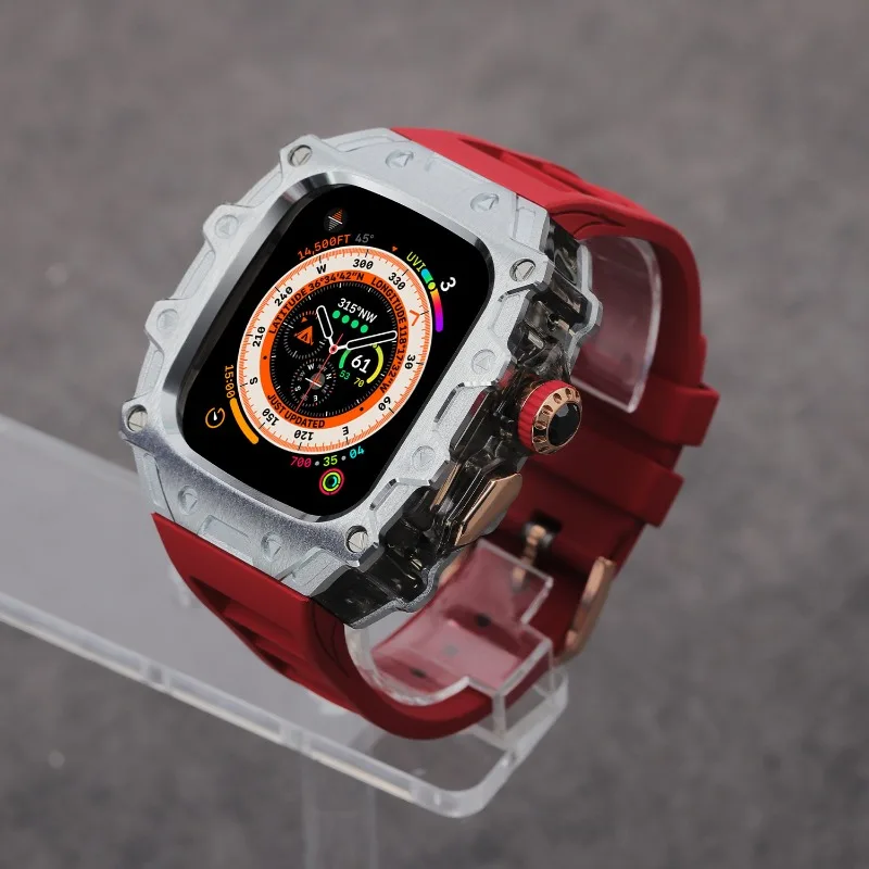 حافظة شفافة من سبائك الزنك، لساعة Apple Ultra 2 المطاطية الفلورية، حافظة الساعة