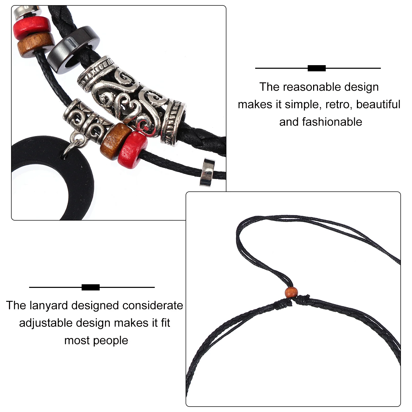 1 szt. Ręcznie robiony retro pleciony sznurek do naszyjnika, uniwersalny sznurek silikonowy premium do smartbandów, regulowany pasek dekoracyjny