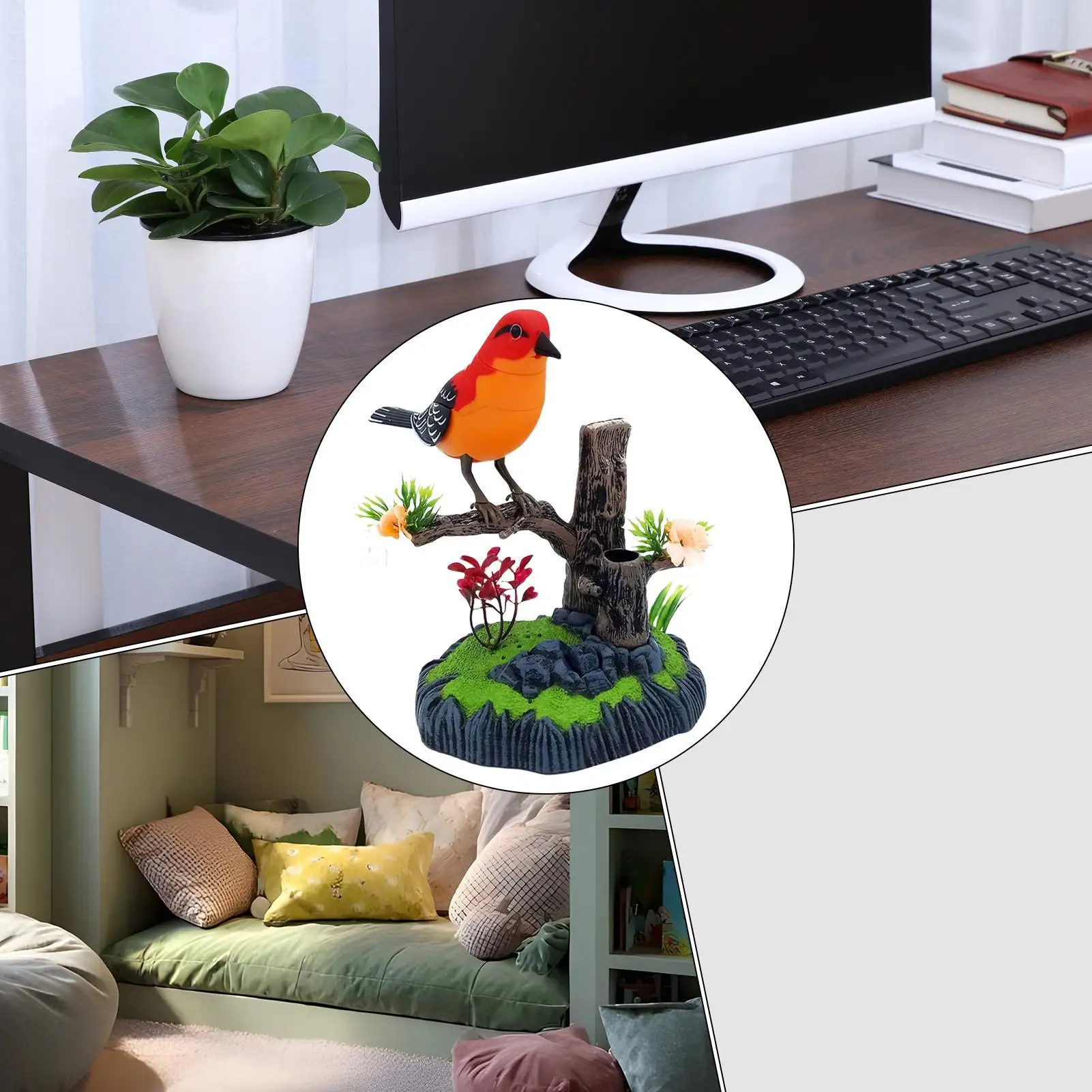 Elektronische Simulatie Vogel Chirp Penhouder Home Decor Decoratieve Realistische Huisdier Vogel Voor School Kinderen Slaapkamer Woonkamer Keuken