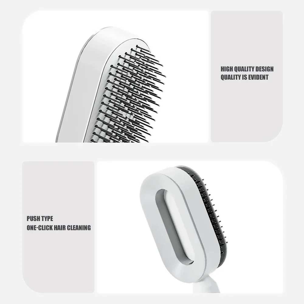 Self Cleaning Hair Brush for Women One-key Cleaning Hair Loss Airbag Massage Scalp Comb Anti-Static Hairbrush Styling Tools