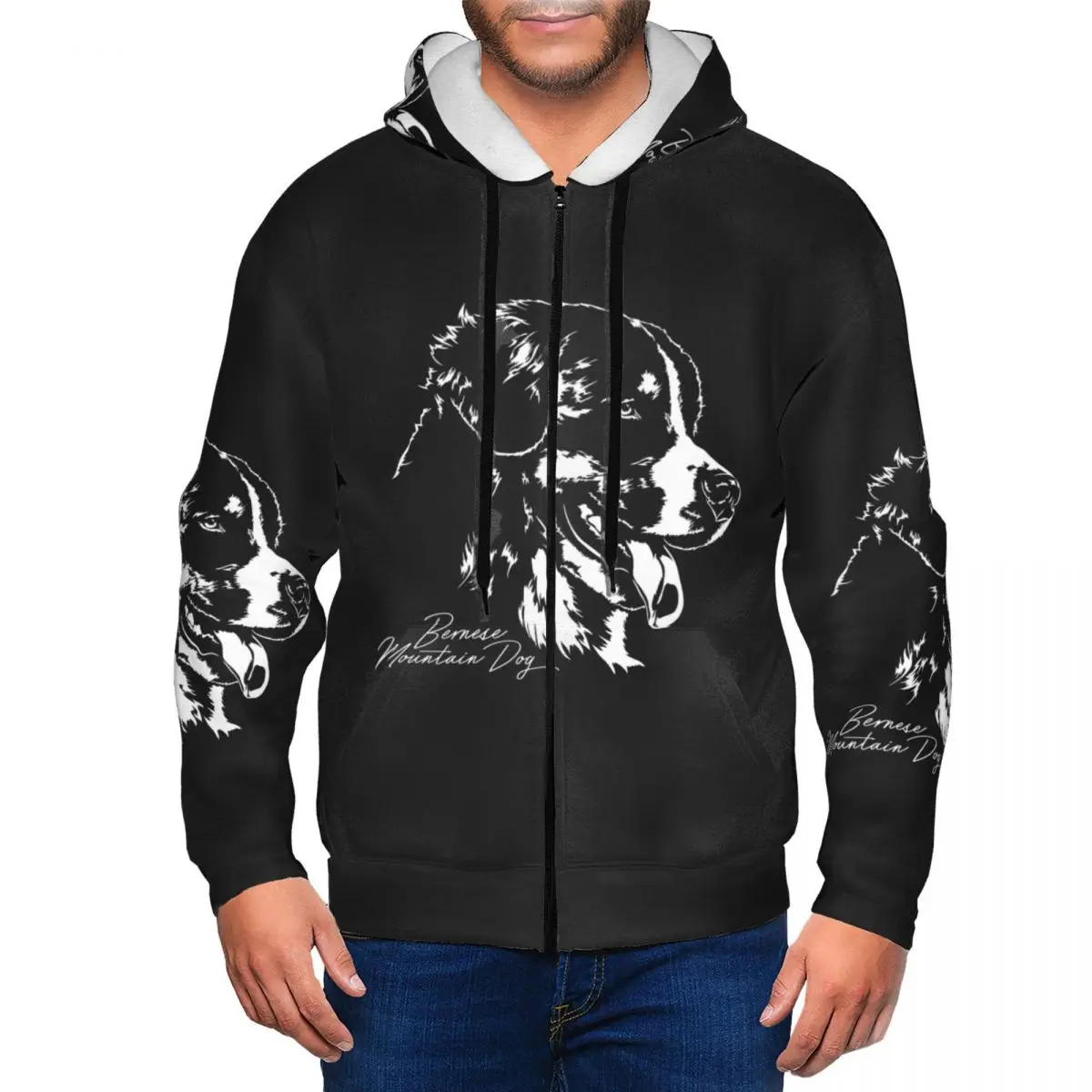 Kopie Von Bernese Mountain Dog Zipper Hoodie Harajuku Pullover Autumn Winter Men Women Sweatshirts Long Sleeve Tops