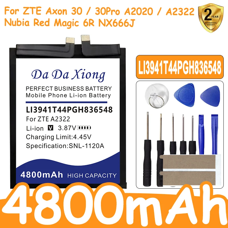 

New Battery LI3941T44PGH836548 4800mAh for ZTE Nubia Red Magic 6R Bateria