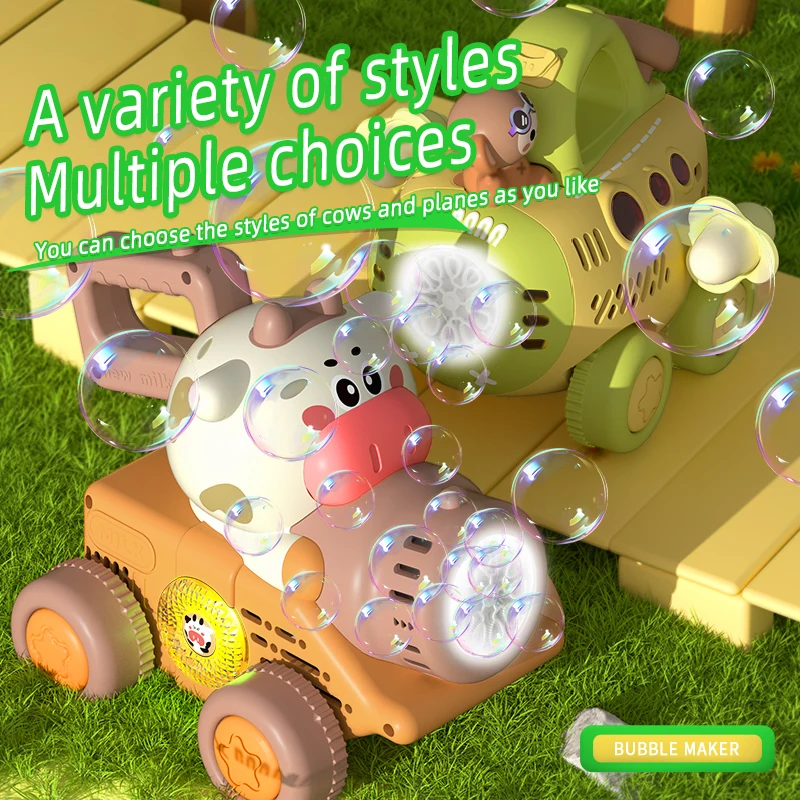 Automatic Bubble Machine Electric Cow Monkey Hand Push Soap Bubble Blower Outdoor Garden Game Toddler Toy Kid Birthday Gift
