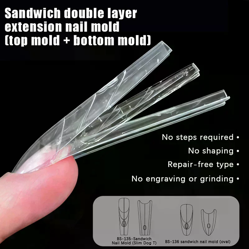 Sandwich Dual Nail Forms 240 Stück 15 Größen Extensions-Dual Forms Sarg Mandel Nagelformen Top Mold Bottom Mold