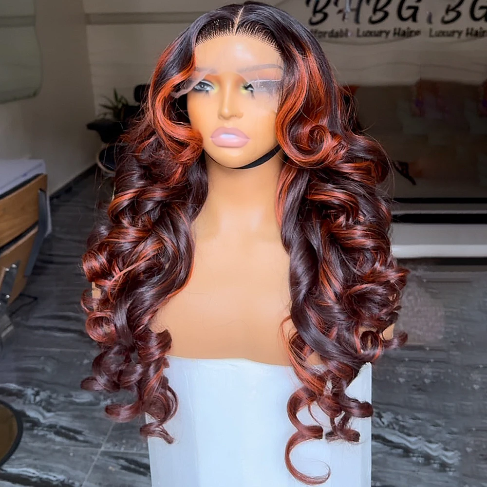 

Ombre Glueless Wigs Highlight Bouncy Curly 400 Density 13x6/360 HD Lace Front Wigs Wear And Go For Women Colored Human Hair Wigs