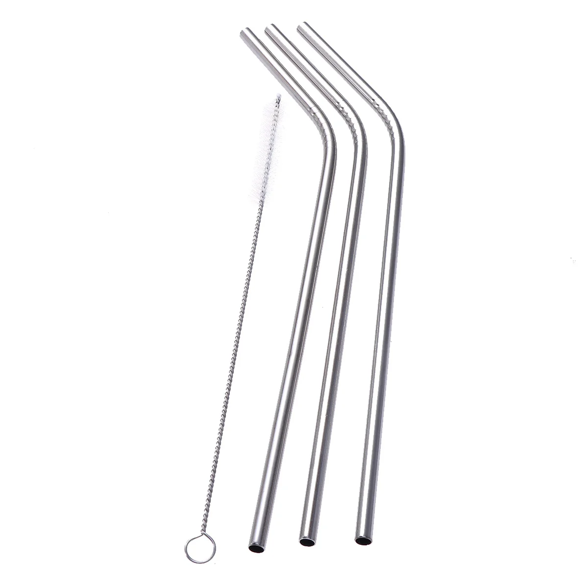 

4Pcs Stainless Steel Drinking Straws Reusable Curved Rustproof Straws Set Eco Friendly Cleaning Brush Included