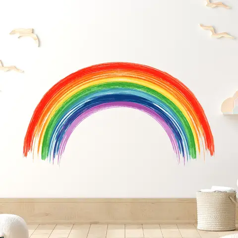 1 पीस वाटरकलर रेनबो वॉल स्टिकर फर्नीचर बच्चों के कमरे की सजावट बच्चों के कमरे के बेडरूम की सजावट बेबी लिविंग रूम वॉल डीकल्स 8 best sales इंद्रधनुष दीवार स्टिकर - №5