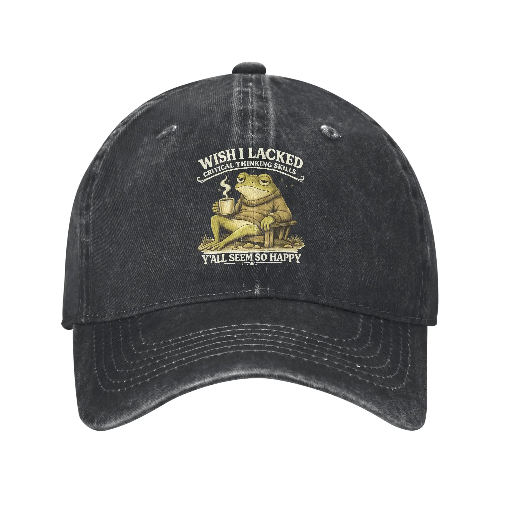 Wish I Lacked Critical Thinking Skills Y'all Seem So Happy Sun Baseball Cap  Couple Women Design Trucker Hat Funny Snapback Cap