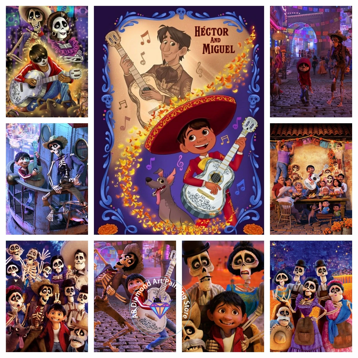 

Coco Movie Sugar Skull Day Of The Dead Miguel Rivera AB Diamond Painting Kit 5D DIY Embroidery Cross Gift Crafts Home Decor Gift