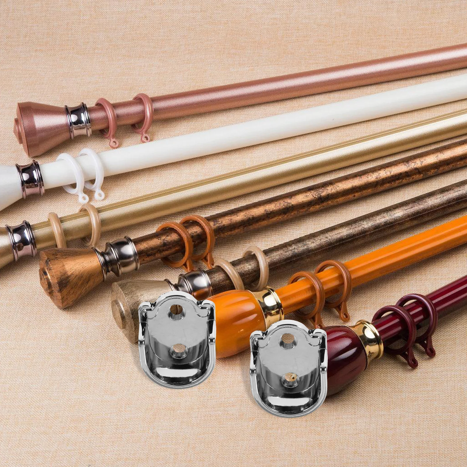 

2Pcs Heavy Duty Closet Rod Bracket Flange Holder Stainless Steel Easy Install Clothes Towels Support Flange Rod Bracket