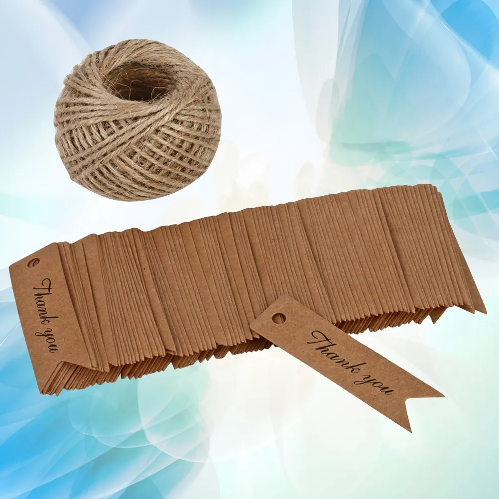 100Pcs Fish Tail Edge Thank You Kraft Paper Gift Tags DIY Wedding Party Favour Craft Paper Card Luggage Label Baking Instruction