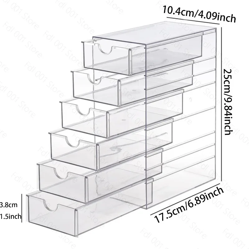 Transparent Storage Boxes for 4 5 or 6 Drawers Organizing Cosmetics Lipsticks Hair Ties