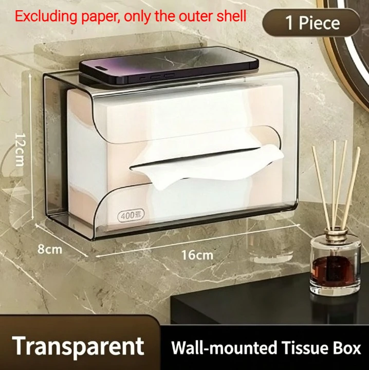 Toilet Tissue Box Wall Mounted Non Perforated Dressing Table Drawer Box Multifunctional Face Towel Paper Storage Box