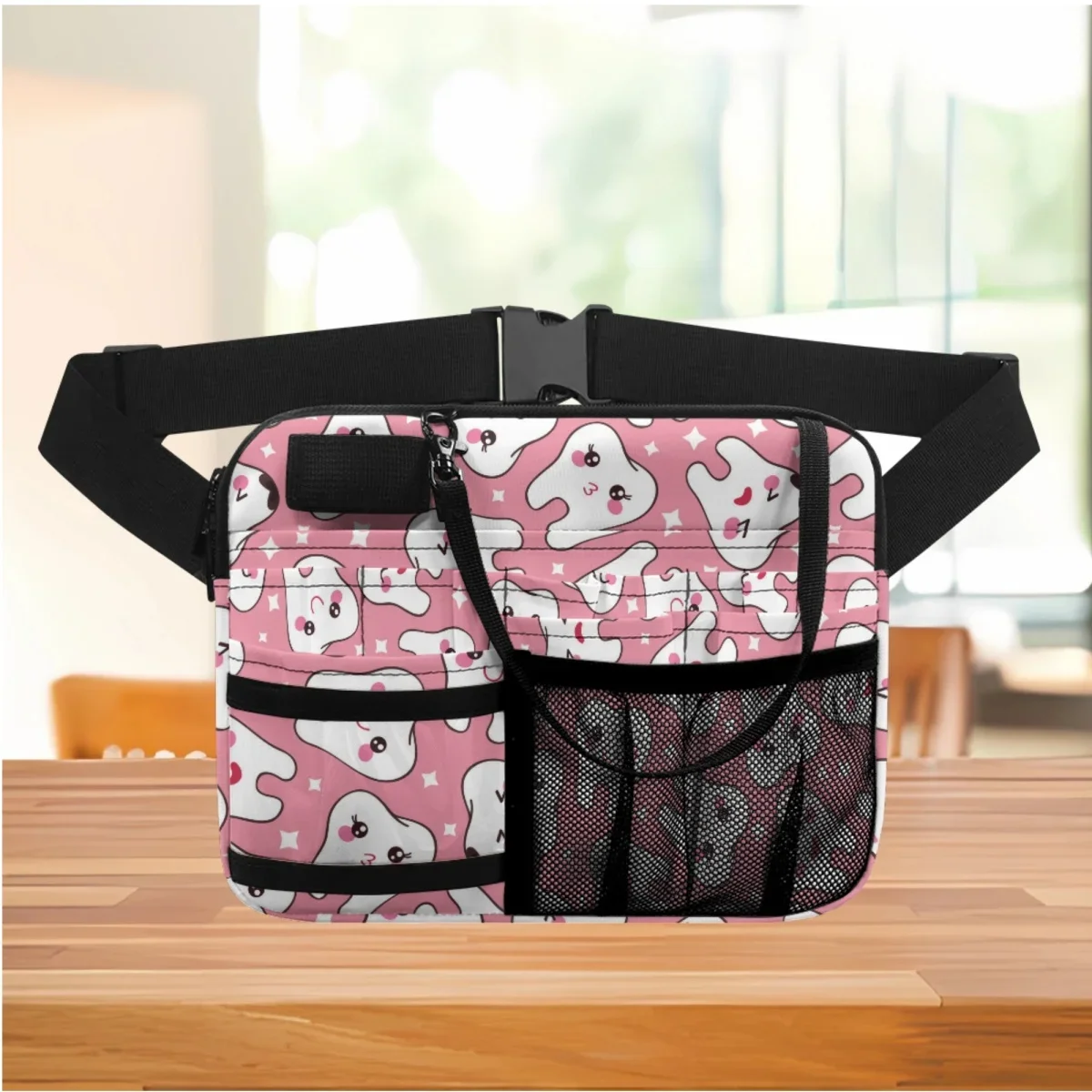 Waist Pouch Female Anime Teeth Print Practical Dentist Nursing Storage Hip Bag Adjustable Waist Strap Belt Bags Riñonera Mujer