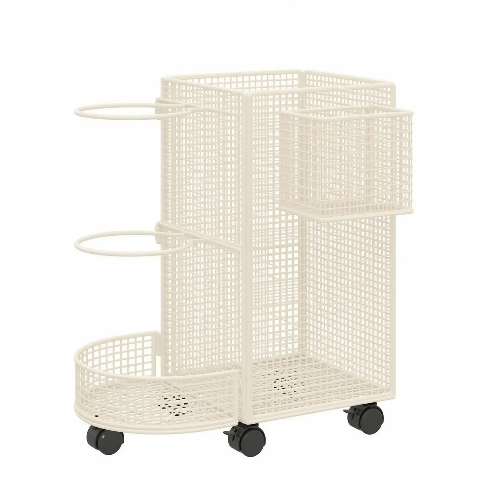 Home Gym Organizer Cart with Wheels and Wire Mesh Basket for Sports Gear and Exercise Supplies