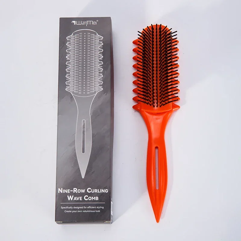 WANMEI 9-Row Curling Wave Comb Effortless Styling Detangling Brush Professional Hair Curler Comb Anti-Tangle Hairdressing Tool