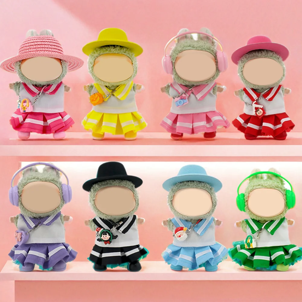 

2 шт., мини-кукольная одежда для 4,0, аксессуары Labubu, плиссированная юбка-макарон, наряд, роскошная одежда, брелок, украшение с подвеской